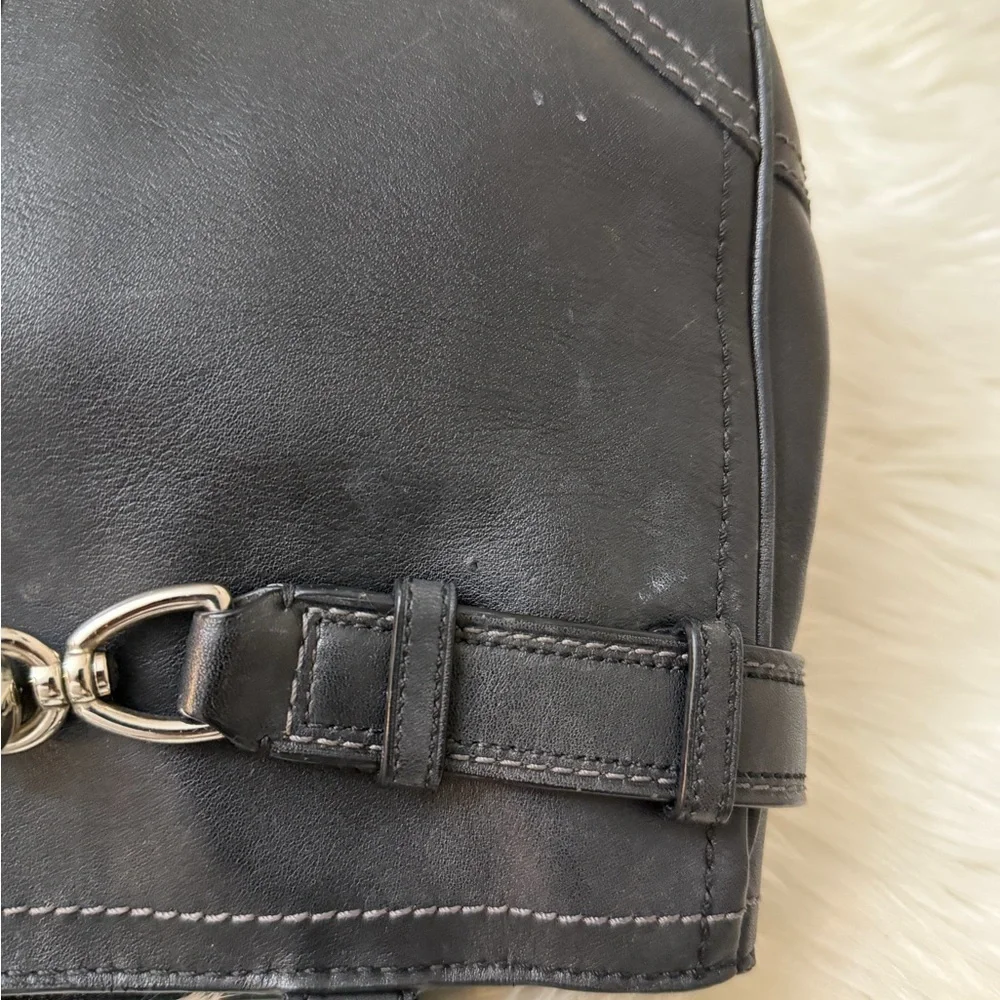 Coach Black Leather Satchel bag F08A70 Hampton with Horse-Bit Hardware - Picture 7 of 10